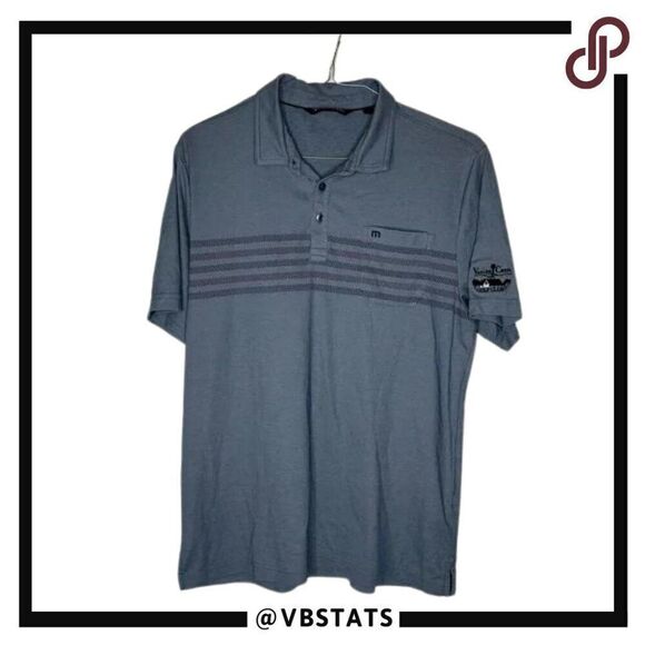 Travis Mathew Gray Striped Golf Polo in Size Large - Picture 1 of 7